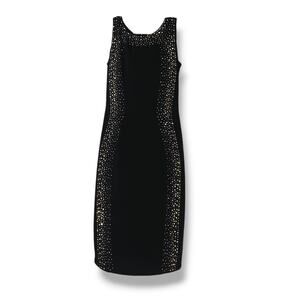 Calvin Klein Black Sleeveless Sheath Dress 2 Embellished Rhinestone Cocktail